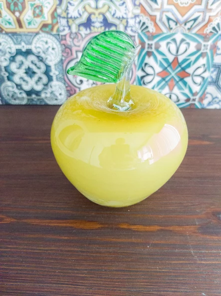 Murano Dekoratif Cam Sarı Elma 13,5cm - 3