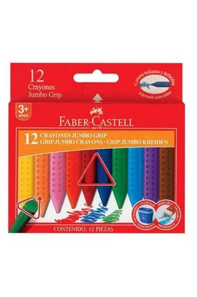 Faber Castell Grip Jumbo Wax Crayon Pastel Boya 12 R