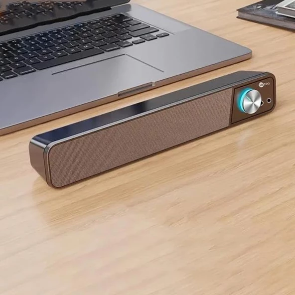 Lecoo DS111 Kablolu (USB + 3.5mm Jack Girişli) 6W Soundbar Taşınabilir Stereo Hoparlör Siyah - Resim 2