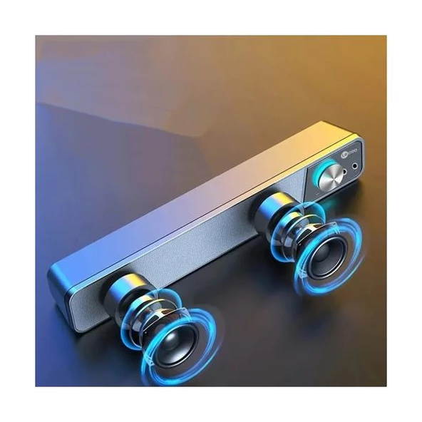 Lecoo DS111 Kablolu (USB + 3.5mm Jack Girişli) 6W Soundbar Taşınabilir Stereo Hoparlör Siyah - Resim 7