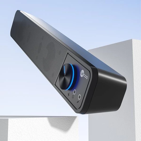 Lecoo DS111 Kablolu (USB + 3.5mm Jack Girişli) 6W Soundbar Taşınabilir Stereo Hoparlör Siyah - Resim 6