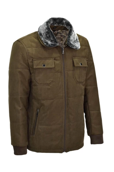 Erkek Spor Peluş Yaka Süet Mont 3126 BGL-ST03996 - 5