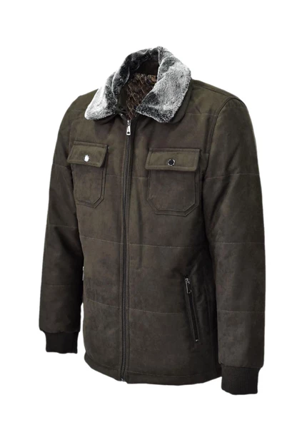 Erkek Spor Peluş Yaka Süet Mont 3126 BGL-ST03996 - 6