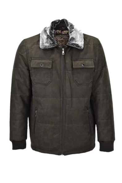 Erkek Spor Peluş Yaka Süet Mont 3126 BGL-ST03996 - 2