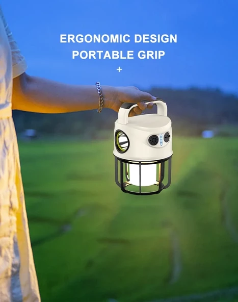 Ps-22025 Çift Işıklı Type-c Powerbank Özellikli Taşınabilir Şarj Edilebilir Kamp Lambası - Resim 2