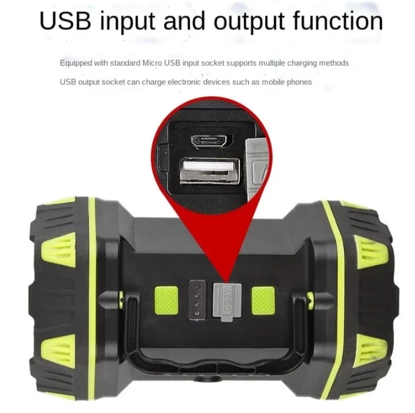 F-262 Yeni Güçlü Çift Taraflı Taşınabilir Spot Ve Işıldak Usb Powerbank Şarjlı Fener - Resim 3