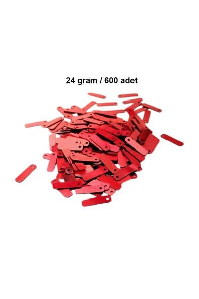 Kırmızı 15 x 5 mm Dantel Oya Yazma Halhal Abiye Lazer Kesim Pul 600 adet / 24 gram