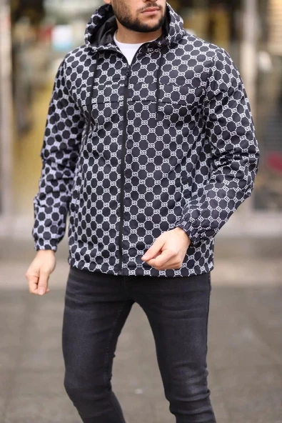 Unisex Kapüşonlu İçi Astarlı Yağmurluk - Siyah - 1