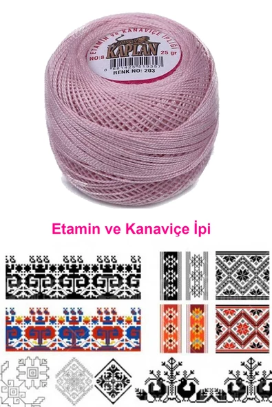 Kaplan Etamin Ve Kanaviçe İpi 8 No Kod/Renk: 203 - Royaleks - 2