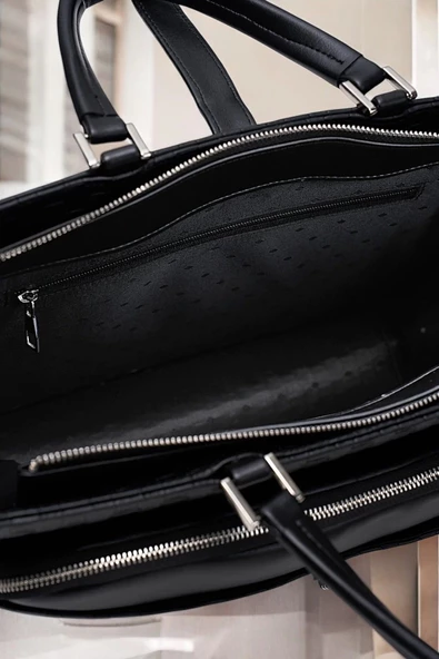 Lüx Kapitone 13", 14" 15.6" Inç Ofis Siyah Evrak Laptop Çantası - 7