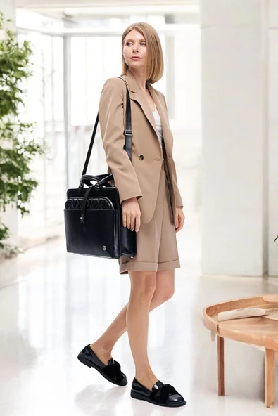 Lüx Kapitone 13", 14" 15.6" Inç Ofis Siyah Evrak Laptop Çantası - 4