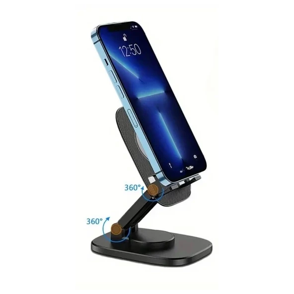 360 Döner Masaüstü Mobil Telefon Tutucu Standı - Resim 5