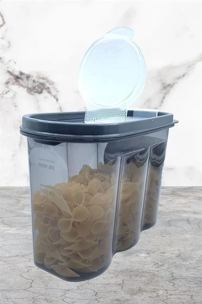 2 Kapaklı Ölçekli Erzak Saklama Kabı - 1,2 Litre - Sa930 - 8