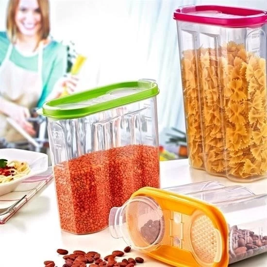 2 Kapaklı Ölçekli Erzak Saklama Kabı - 1,2 Litre - Sa930 - 3