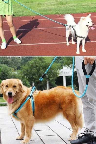 Reflektörlü Fosforlu Köpek Gezdirme Halatı Tasma Kayışı Metal Kancalı 130 Cm - 7