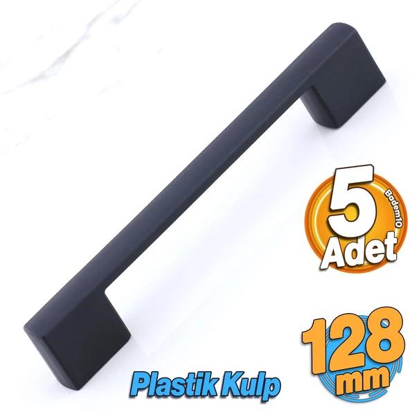 Gölcük 128 mm (SERT PLASTİK) 5 ADET Siyah Mobilya Çekmece Mutfak Dolap Dolabı Kulpu Kulbu Kulpları