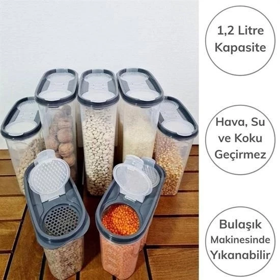 2 Kapaklı Ölçekli Erzak Saklama Kabı - 1,2 Litre - Sa930 - 4
