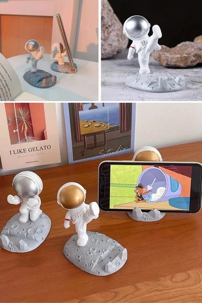 Mini Astronot Model Telefon Ve Tablet Tutucu Standı - 7