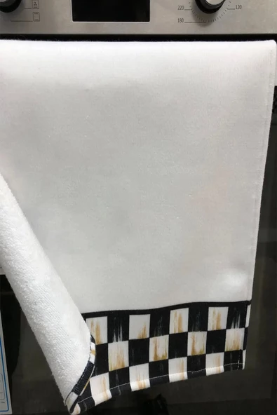 Valerine Life My Kitchen Dama Desenli Papatyalı Mutfak Kurulama ve Fırın Beyaz El Havlusu %100 Pamuklu 35x50cm - 3