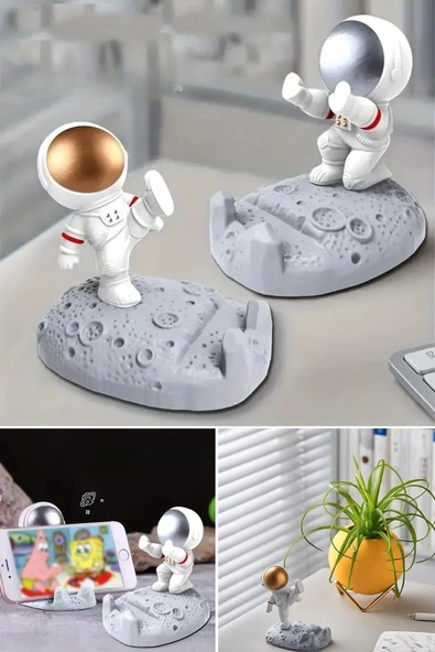 Mini Astronot Model Telefon Ve Tablet Tutucu Standı - 6