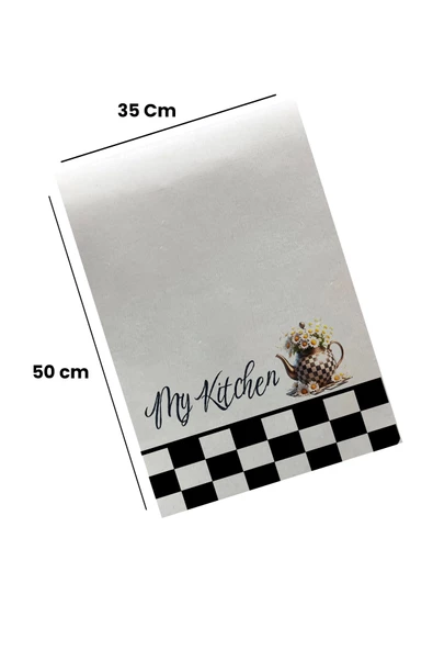 Valerine Life My Kitchen Dama Desenli Papatyalı Mutfak Kurulama ve Fırın Beyaz El Havlusu %100 Pamuklu 35x50cm - 2