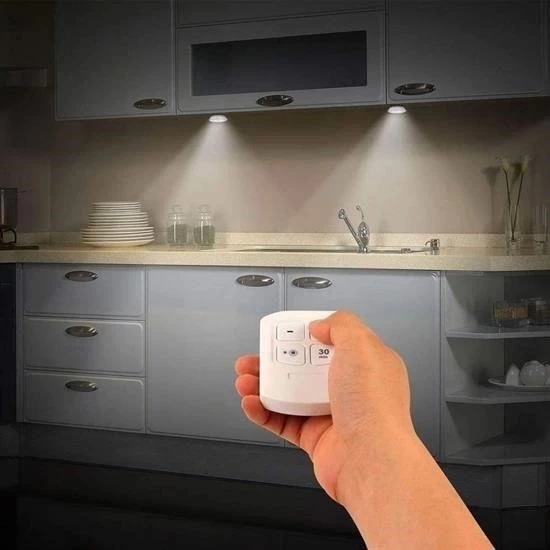 3lü Uzaktan Kumandalı Pilli Yapışkanlı Kablosuz Led Spot Lambalar - 5