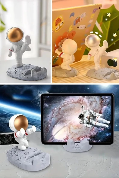 Mini Astronot Model Telefon Ve Tablet Tutucu Standı - 8