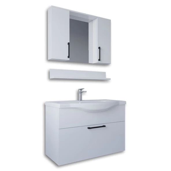 Teta Home Eko 80 cm Beyaz MDF Banyo Dolabı Seti