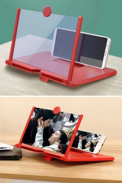 Telefon Ve Tablet Ekran Büyütücü Aparat Kırmızı - 7