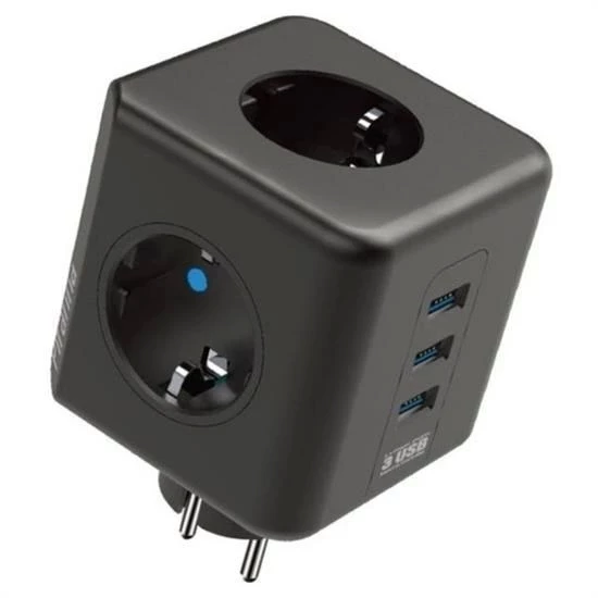 Isıya Dayanıklı Termal Akım Korumalı Ve Çocuk Korumalı 3 Priz Girişli 3 Usb Girişli Küp Priz - 2