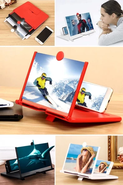 Telefon Ve Tablet Ekran Büyütücü Aparat Kırmızı - 4