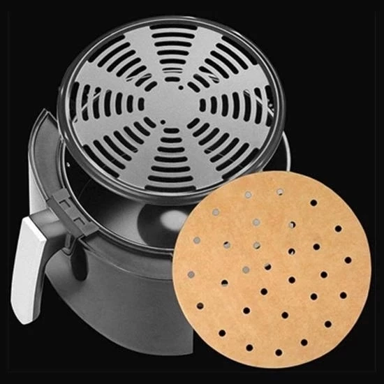 50 Adet Air Fryer Pişirme Kağıdı Tek Kullanımlık Gıda Pişirme Kağıdı Delikli Yuvarlak Model - 3