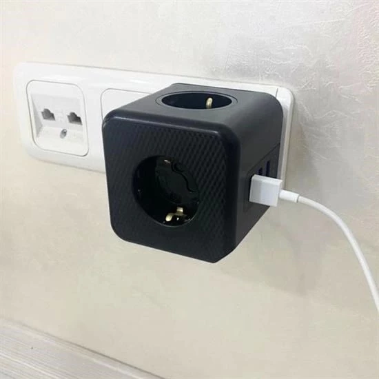 Isıya Dayanıklı Termal Akım Korumalı Ve Çocuk Korumalı 3 Priz Girişli 3 Usb Girişli Küp Priz - 4