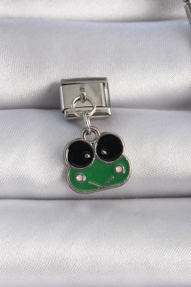 Gümüş Renk Sallantılı Yeşil Kurbağa Figür Nomination Charm - EBJ241109W29046 ürün görseli