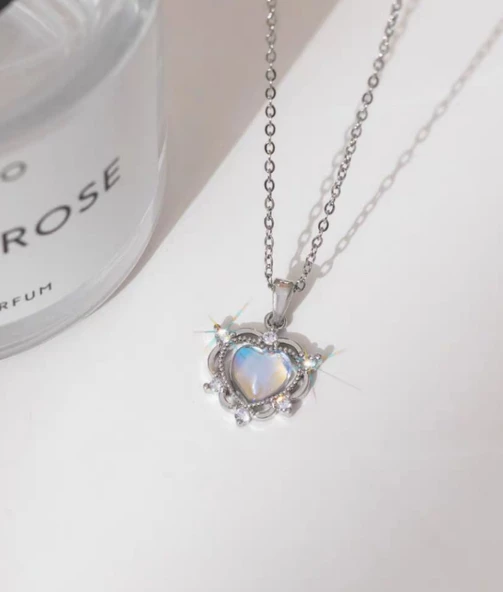 Zincir Gümüş Renk Kalp Model Kadın Kolye - EBJ241109W28989 - Resim 3