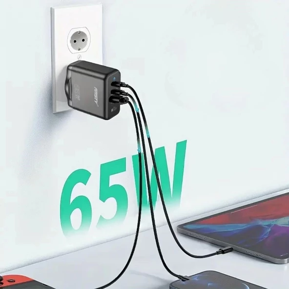 65w Hızlı Şarj Edebilen Type C Uçlu Şarj Aleti - 3