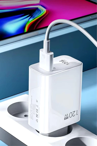 120w Usb Hızlı Type C Uçlu Kablolu Şarj Aleti - 8