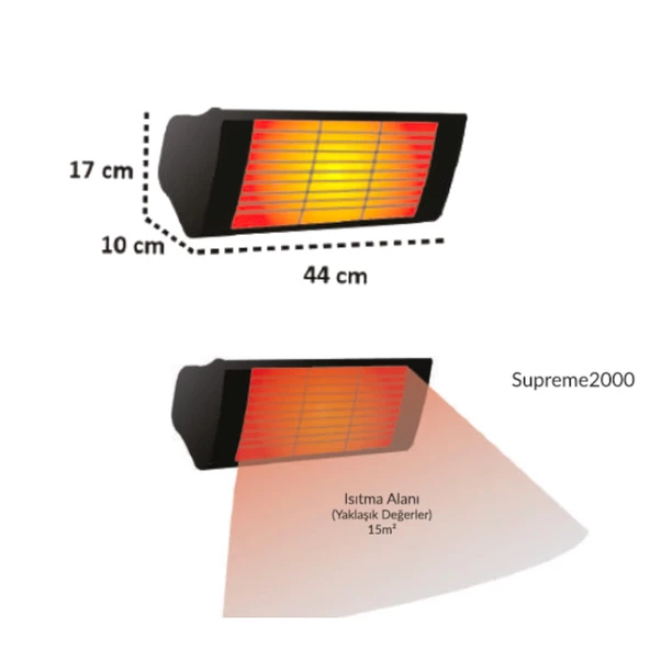HotTable Supreme 2000 Elektrikli Dış Mekan Isıtıcı  | Rehome - 3