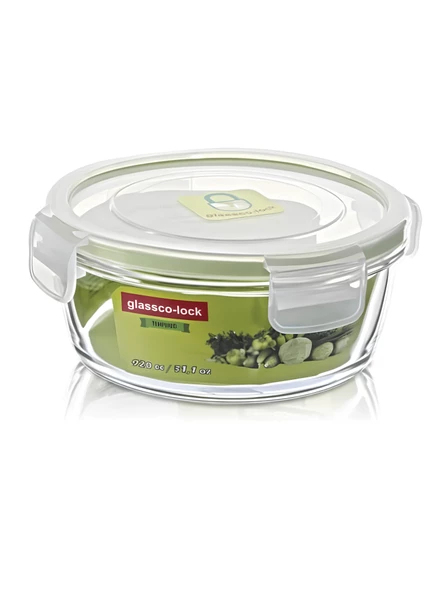 Glassco-lock Temperli Kilitli Cam Yuvarlak Saklama Kapları 3 adet  920cc - 840cc - 670cc  Sızdırmaz, Cam - Resim 4
