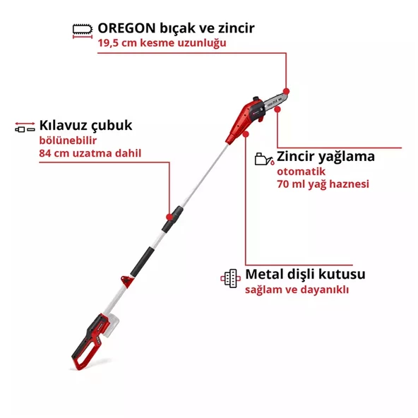 Einhell GC LC 18/20 Li T Akü Hariç Akülü Yüksek Dal Budama Testeresi - 3