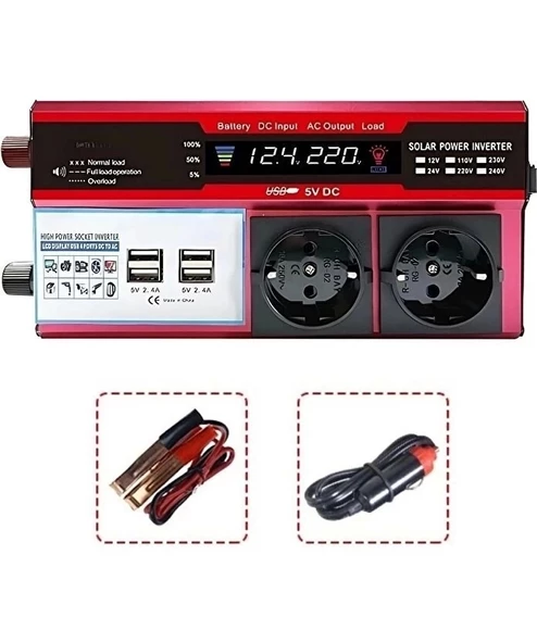 ® 12v 2000w Modifiye Sinüs İnverter Araç Ve Güneş Enerjisi Uyumlu, Çift Usb, Çift Priz Ve Çakmaklık Epilons