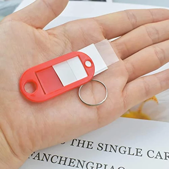 Plastik İsim Yazılabilen Karışık Renk 10 adet Anahtarlık (5cmx2cm) - 2