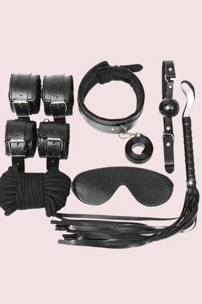Aria's Closet Kol Bacak İp Maske Kelepce Ağız Topu Kople Deri Set - 3