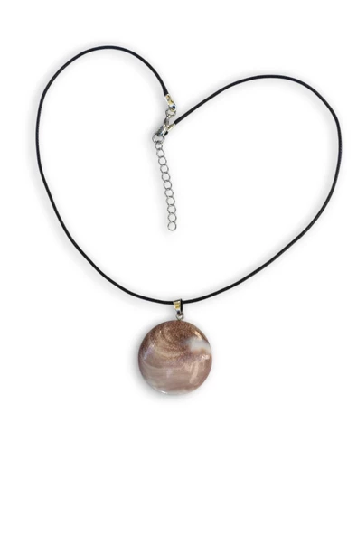 Yuvarlak Kesim Yılancık Taşı Büyük Boy Kolye Operculum 320-3 - 4