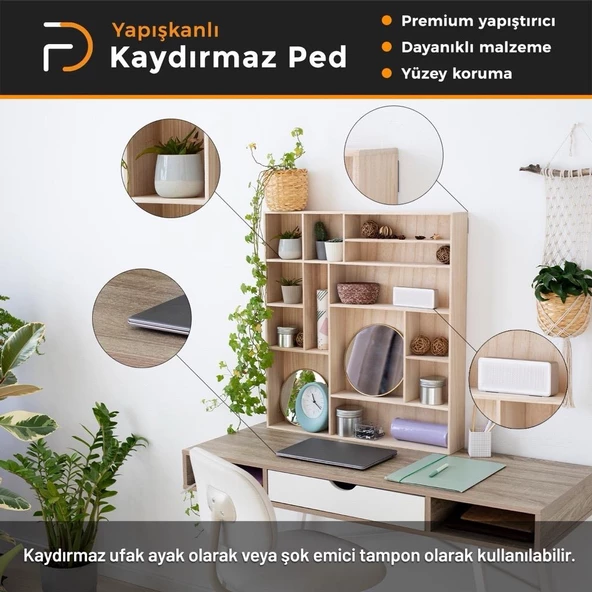Furndiy Kendinden Yapışkanlı Yuvarlak Kaydırmaz 20 mm Siyah 50 Parça - 6