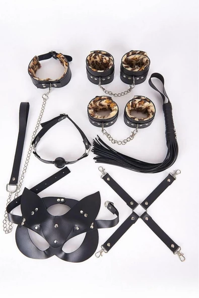 Aria's Closet Deri Harness Leopar Set