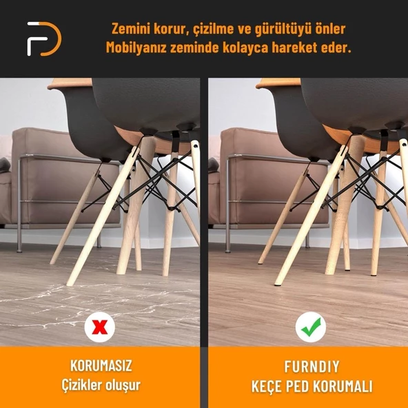 Furndiy Kendinden Yapışkanlı Yuvarlak Keçe 50 mm Kahverengi 8 Parça - 4