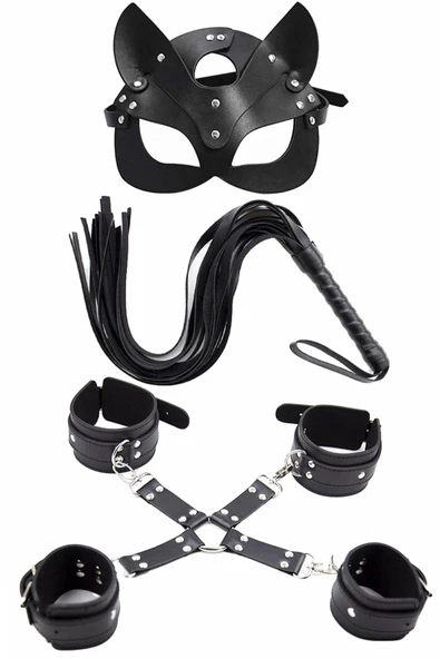 Aria's Closet Maske Kırbaç Bileklik 5 Li Harness Deri Set