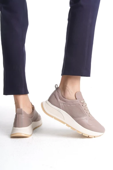Kadın Hakiki Deri Renkli Sneaker Kalın Taban Bağcıklı Rahat Günlük Spor Ayakkabı Sneaker - 7
