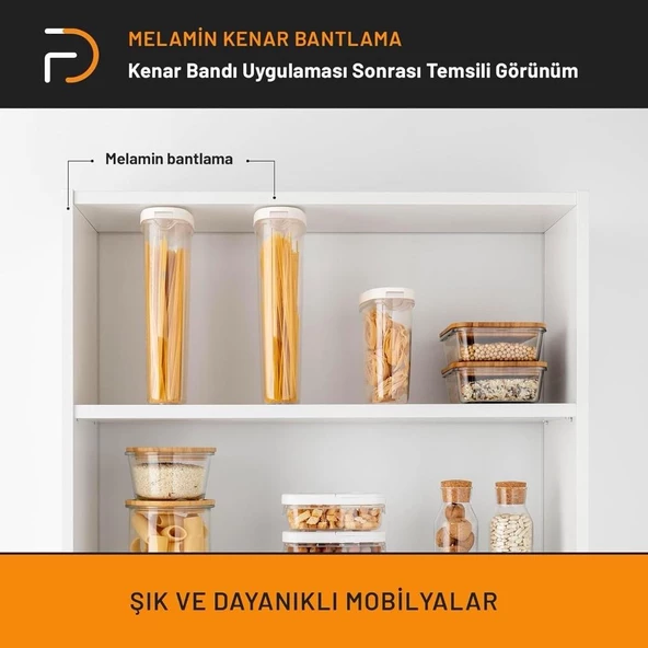 Furndiy Beyaz Melamin Tutkallı Kenar Bandı 20 mm x 10 mt - 6